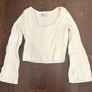 Hollister Cream Ribbed Long Sleeve Top
